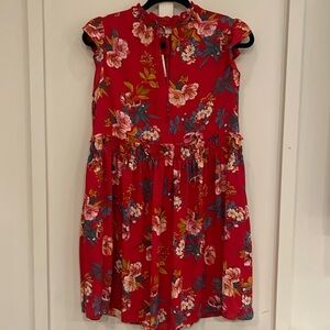 LOFT Red Floral Mini Dress